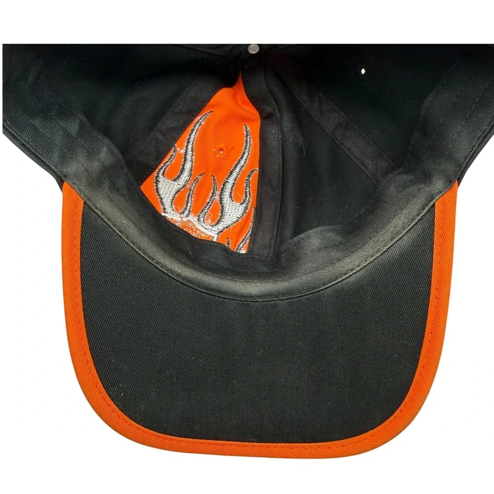 Harley-Davidson Flames Baseball Cap Black Orange Embroidered‎ Logo Hat RN0103819